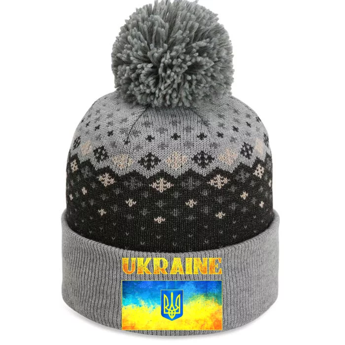 I Stand With Ukraine Gift Ukrainian Flag Ukraine Cool Gift The Baniff Cuffed Pom Beanie