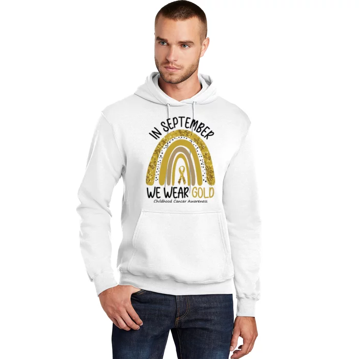 In September We Wear Gold Childhood Cancer Awareness Rainbow Hoodie