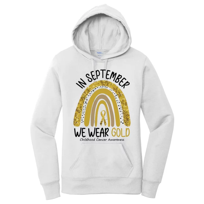 In September We Wear Gold Childhood Cancer Awareness Rainbow Women's Pullover Hoodie