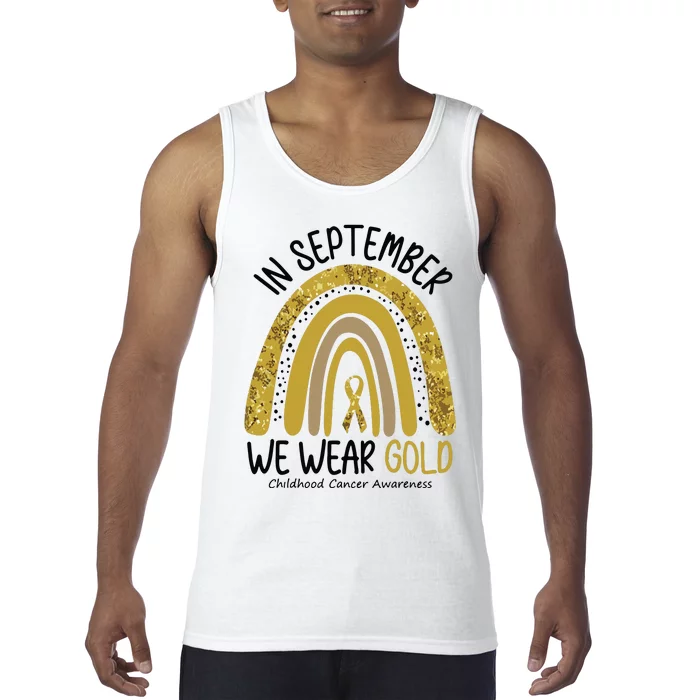 In September We Wear Gold Childhood Cancer Awareness Rainbow Tank Top