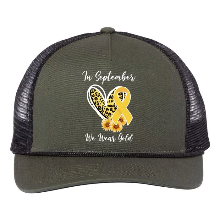 In September We Wear Gold For Childhood Cancer Awareness Retro Rope Trucker Hat Cap