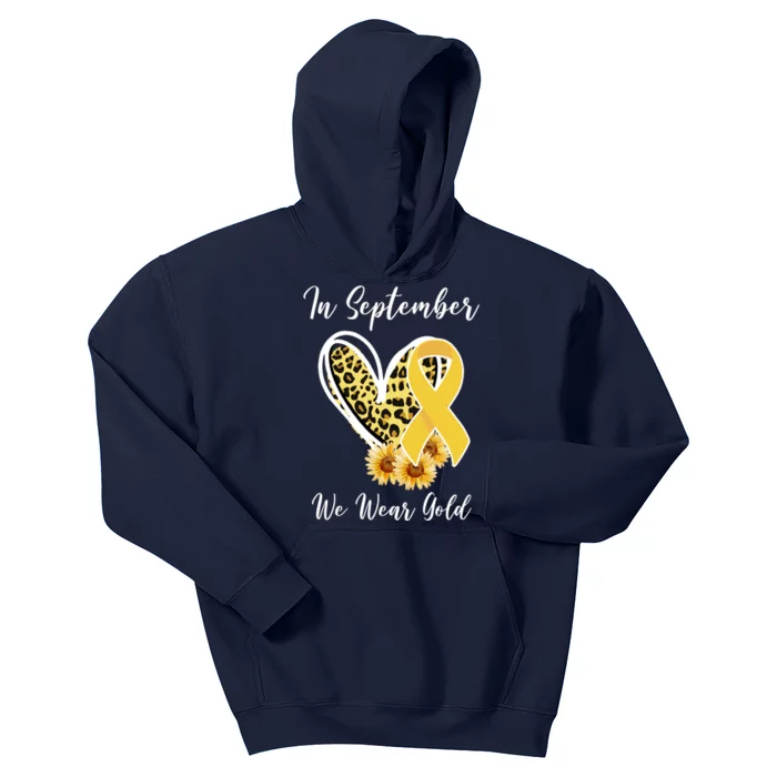 In September We Wear Gold For Childhood Cancer Awareness Kids Hoodie