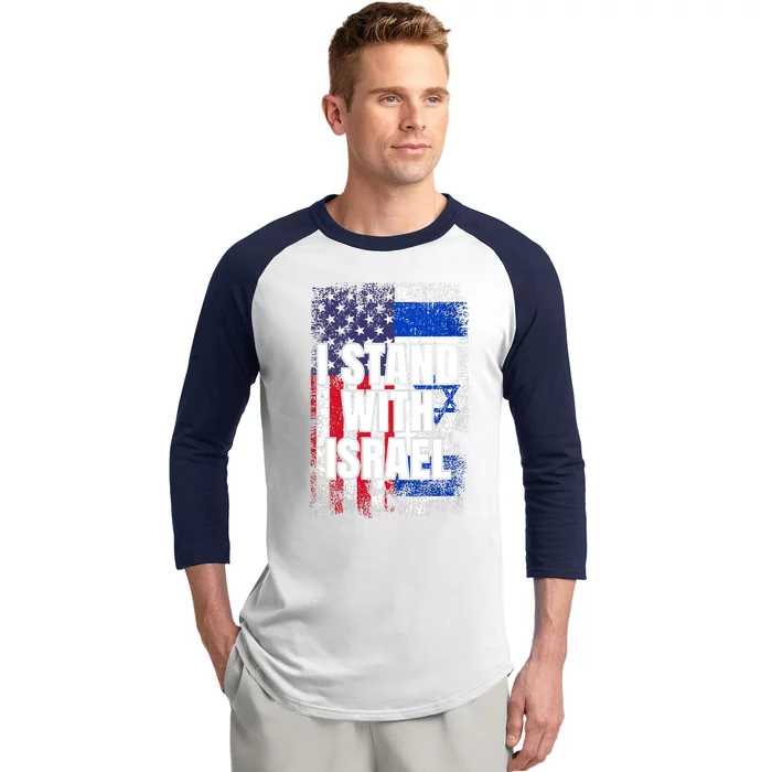 I Stand With Israel Usa Israeli Flag Baseball Sleeve Shirt