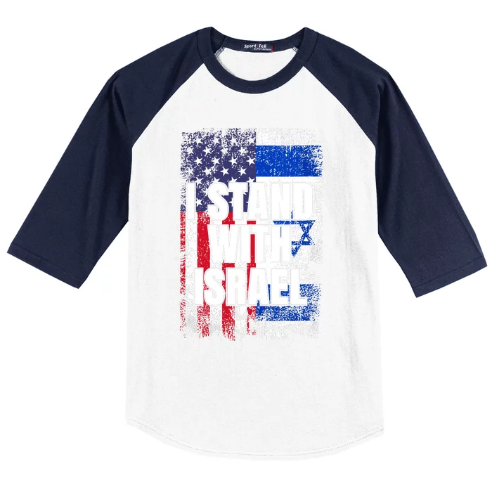 I Stand With Israel Usa Israeli Flag Baseball Sleeve Shirt