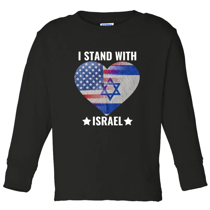 I Stand With Israel Patriotic Vintage Design Toddler Long Sleeve Shirt