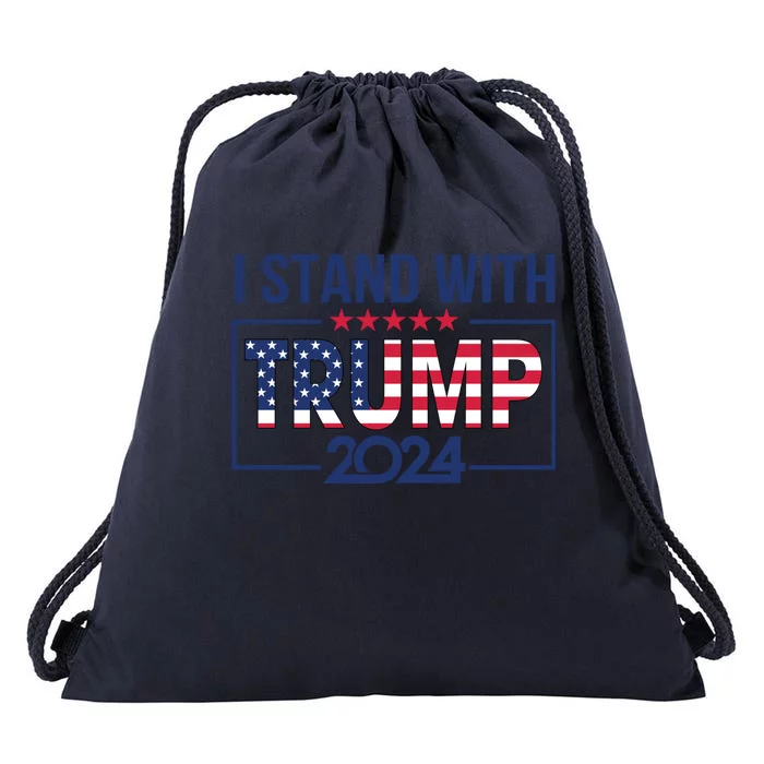 I Stand With Trump 2024 And Funny Gift Drawstring Bag