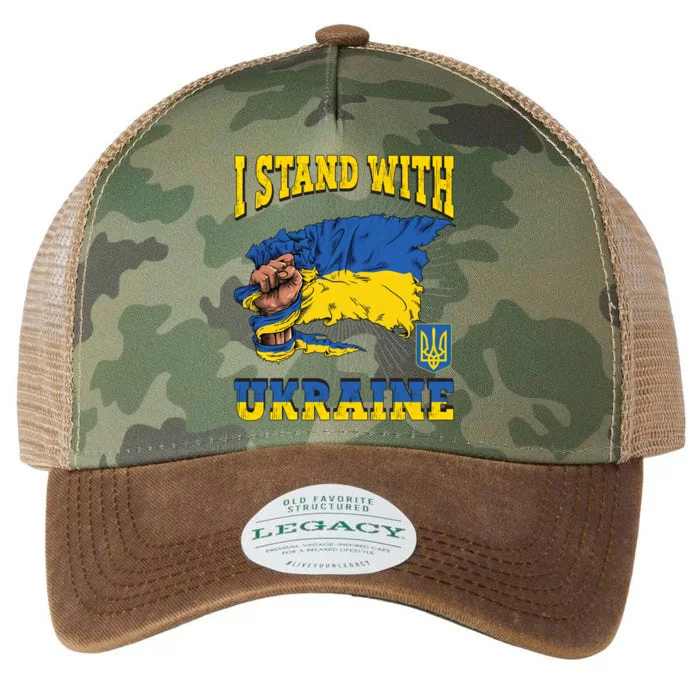 I Stand With Ukraine Ukrainian Fist Flag Gift Legacy Tie Dye Trucker Hat