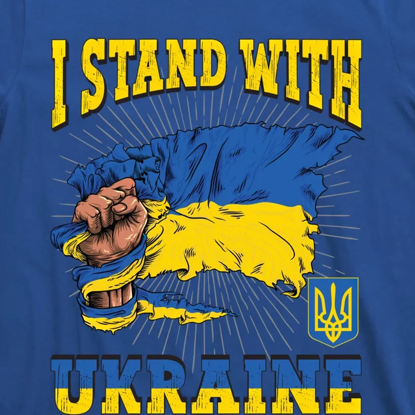 I Stand With Ukraine Ukrainian Fist Flag Gift T-Shirt