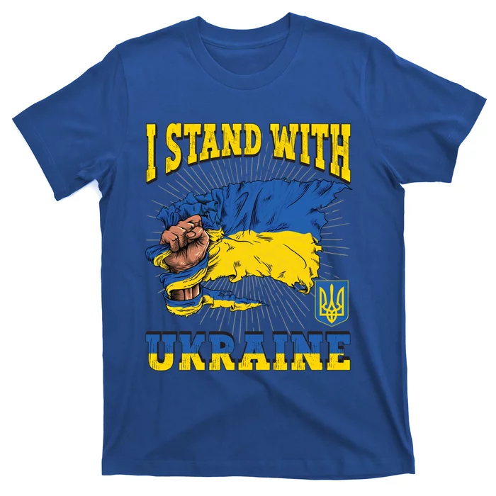 I Stand With Ukraine Ukrainian Fist Flag Gift T-Shirt