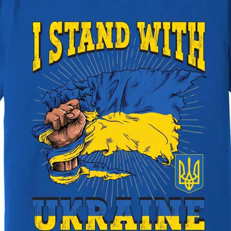 I Stand With Ukraine Ukrainian Fist Flag Gift Premium T-Shirt