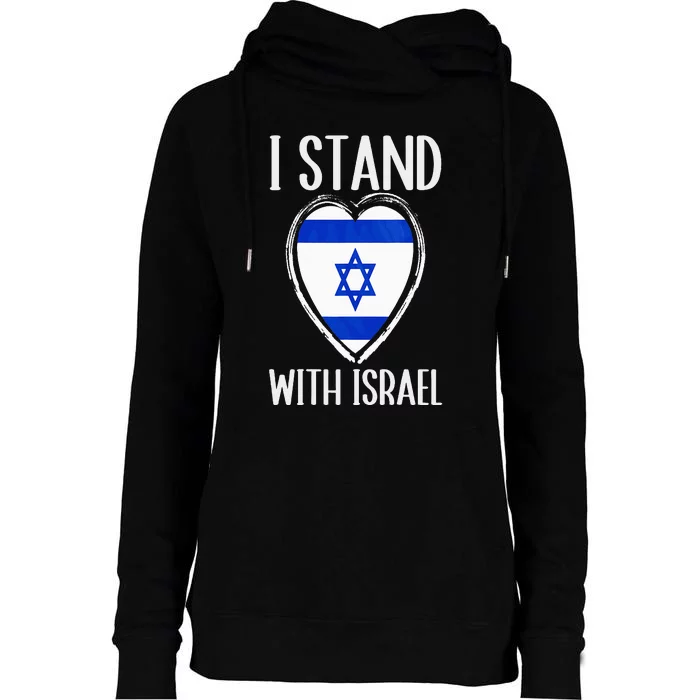 I Stand With Israel Patriotic Israel Flag Womens Funnel Neck Pullover Hood