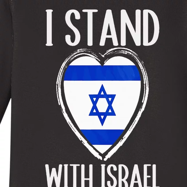 I Stand With Israel Patriotic Israel Flag Baby Long Sleeve Bodysuit