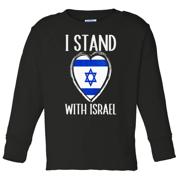 I Stand With Israel Patriotic Israel Flag Toddler Long Sleeve Shirt