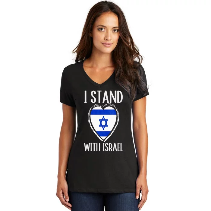 I Stand With Israel Patriotic Israel Flag Women's V-Neck T-Shirt