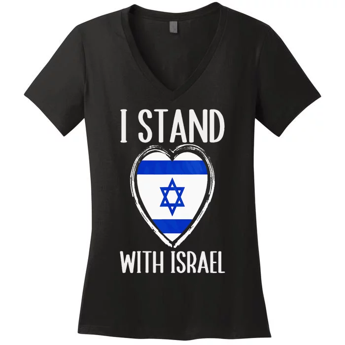 I Stand With Israel Patriotic Israel Flag Women's V-Neck T-Shirt