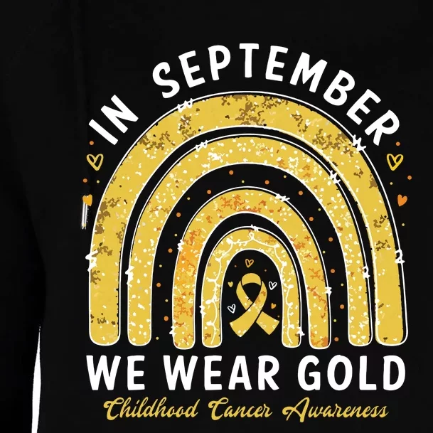 In September We Wear Gold Childhood Cancer Awareness Womens Funnel Neck Pullover Hood