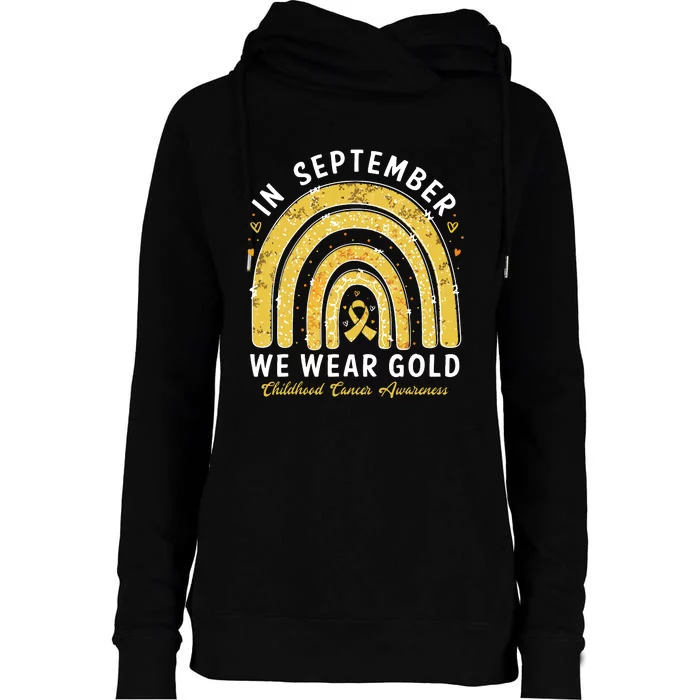 In September We Wear Gold Childhood Cancer Awareness Womens Funnel Neck Pullover Hood