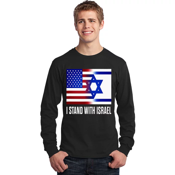 I Stand With Israel Patriotic Usa And Israel Flag Long Sleeve Shirt