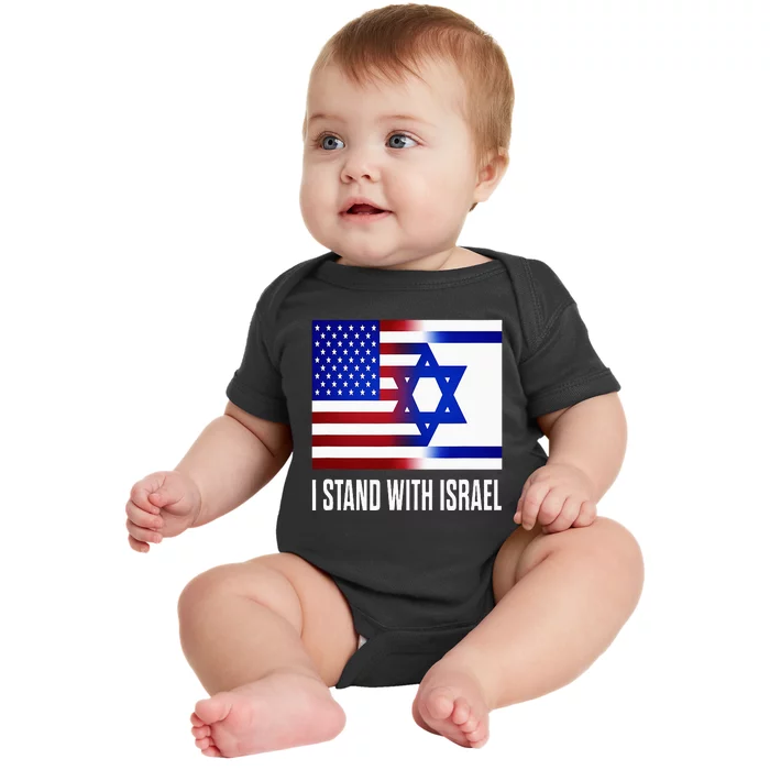 I Stand With Israel Patriotic Usa And Israel Flag Baby Bodysuit