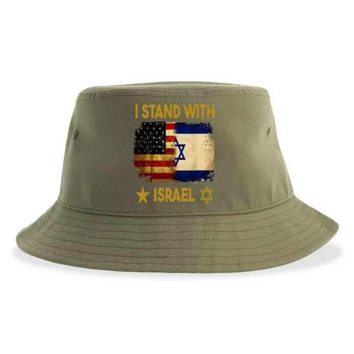 I Stand With Israel I Stand With Israel America Flag Sustainable Bucket Hat