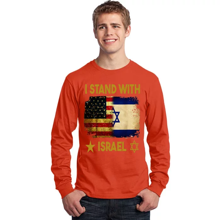 I Stand With Israel I Stand With Israel America Flag Tall Long Sleeve T-Shirt