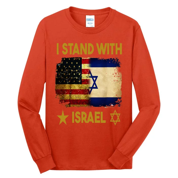 I Stand With Israel I Stand With Israel America Flag Tall Long Sleeve T-Shirt