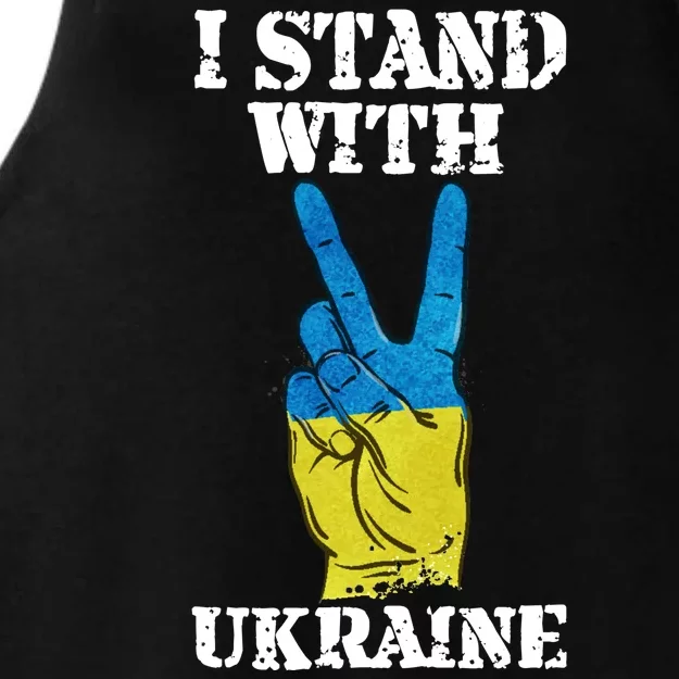 I Stand With Ukraine Ukrainian Peace Sign Ladies Tri-Blend Wicking Tank