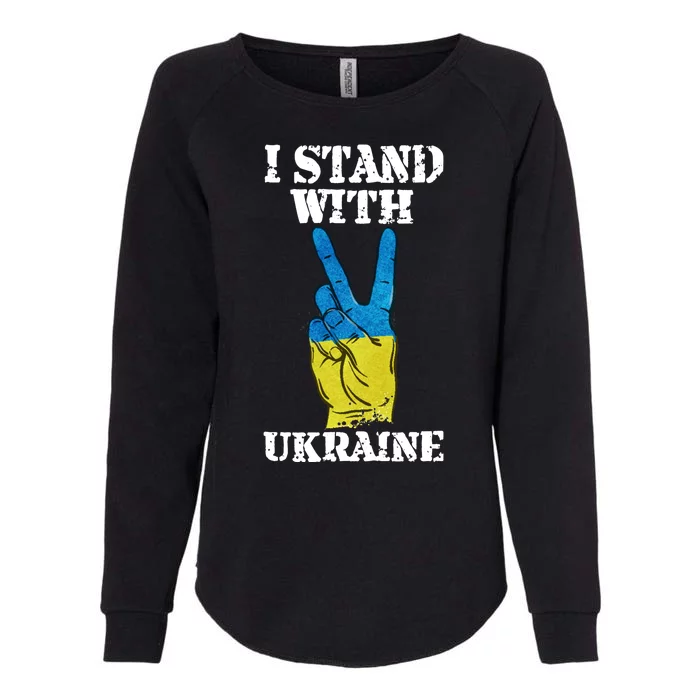 I Stand With Ukraine Ukrainian Peace Sign Womens California Wash Sweatshirt