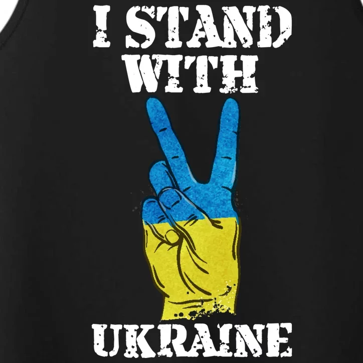 I Stand With Ukraine Ukrainian Peace Sign Performance Tank