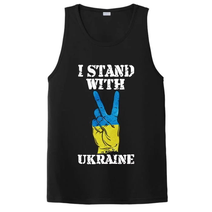 I Stand With Ukraine Ukrainian Peace Sign Performance Tank