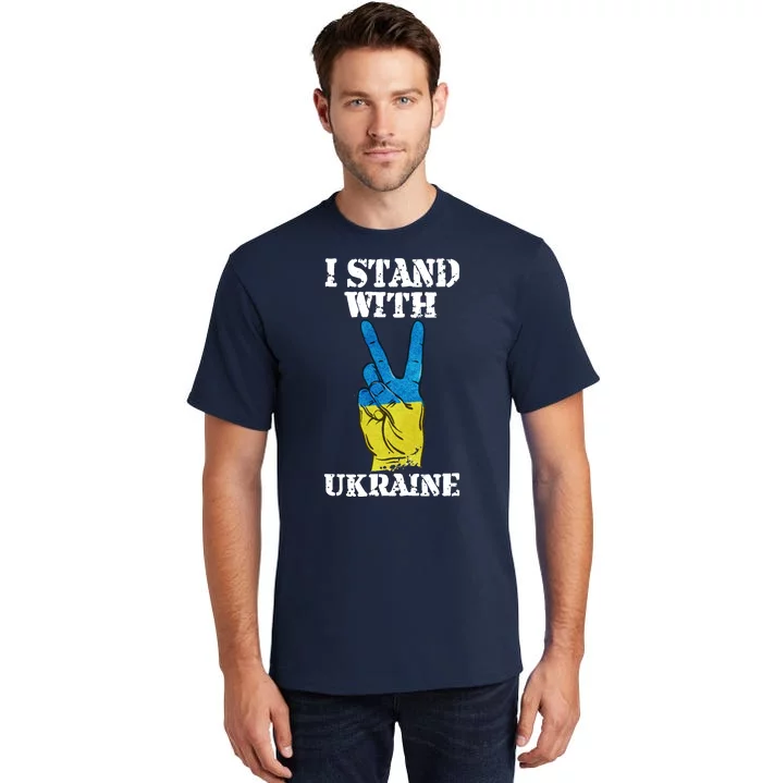 I Stand With Ukraine Ukrainian Peace Sign Tall T-Shirt