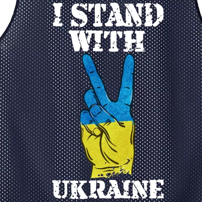 I Stand With Ukraine Ukrainian Peace Sign Mesh Reversible Basketball Jersey Tank