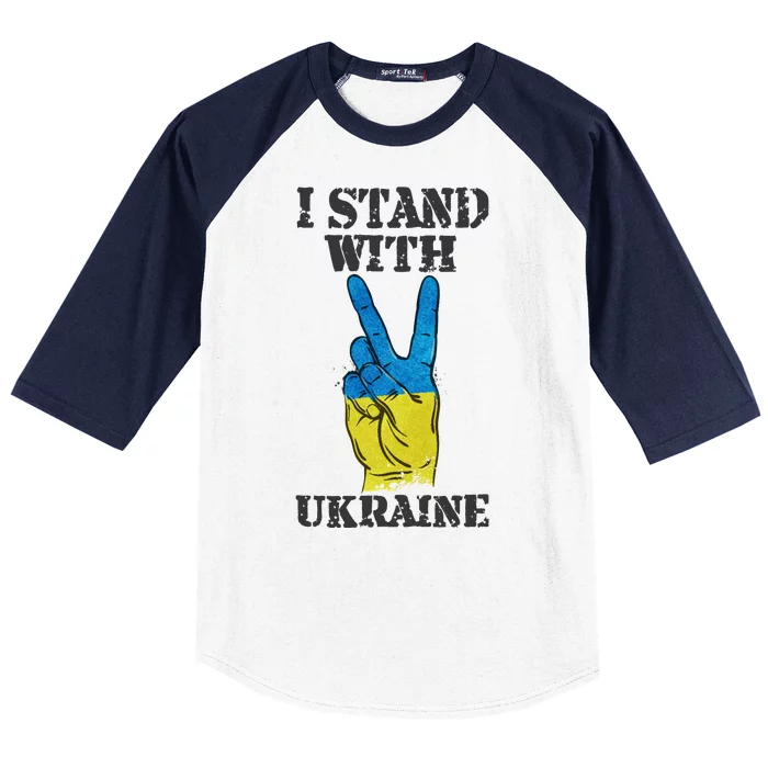 I Stand With Ukraine Ukrainian Peace Sign Baseball Sleeve Shirt