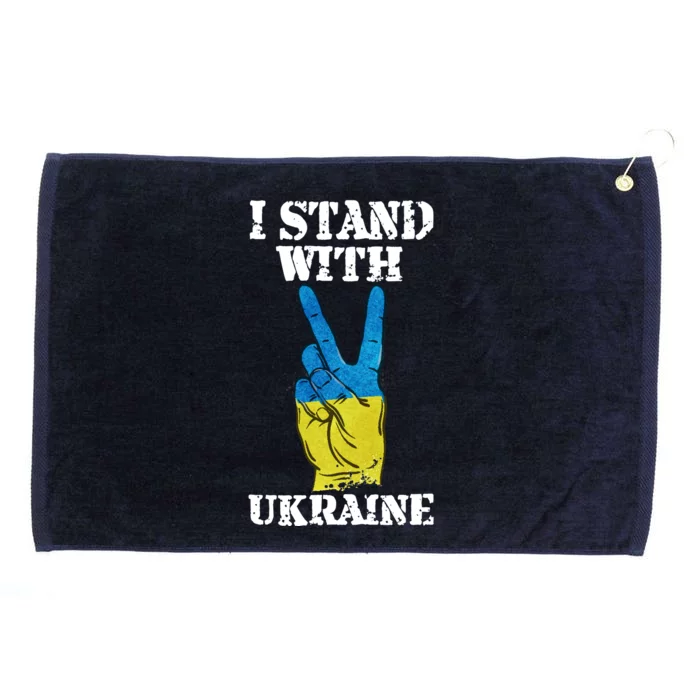 I Stand With Ukraine Ukrainian Peace Sign Grommeted Golf Towel