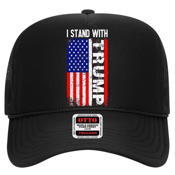 I Stand With President Pro Trump Retro High Crown Mesh Trucker Hat