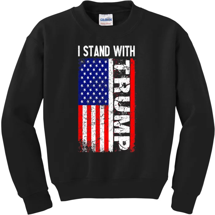 I Stand With President Pro Trump Retro Kids Sweatshirt