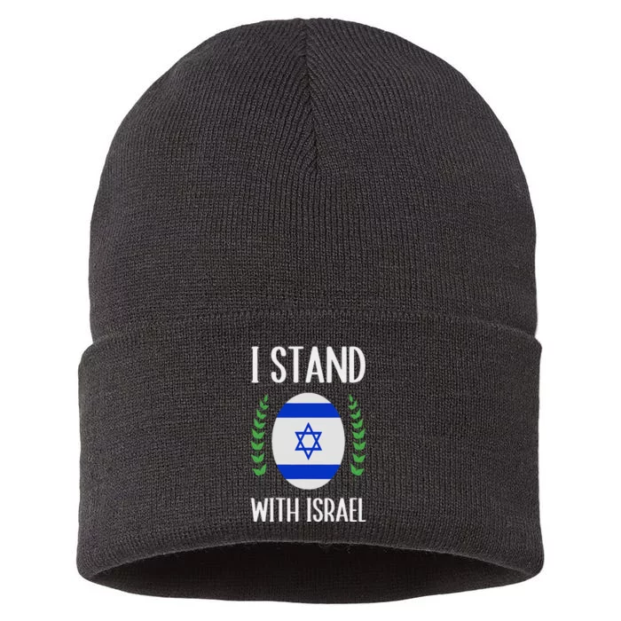 I Stand With Israel With Patriotic Israel Flag Sustainable Knit Beanie