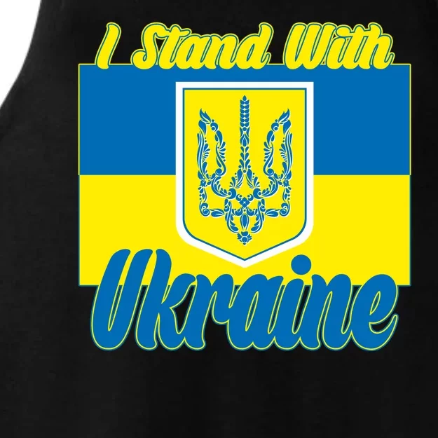 I Stand With Ukraine Coat Of Arms Flag Support Ukraine Ladies Tri-Blend Wicking Tank