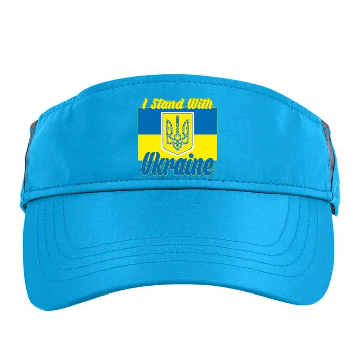 I Stand With Ukraine Coat Of Arms Flag Support Ukraine Adult Drive Performance Visor