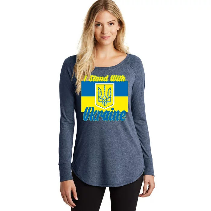 I Stand With Ukraine Coat Of Arms Flag Support Ukraine Women's Perfect Tri Tunic Long Sleeve Shirt