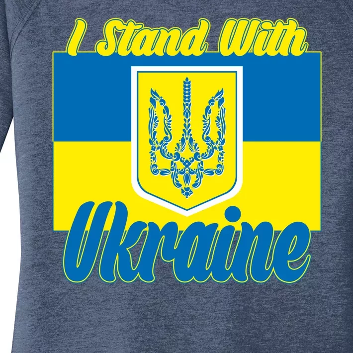 I Stand With Ukraine Coat Of Arms Flag Support Ukraine Women's Perfect Tri Tunic Long Sleeve Shirt