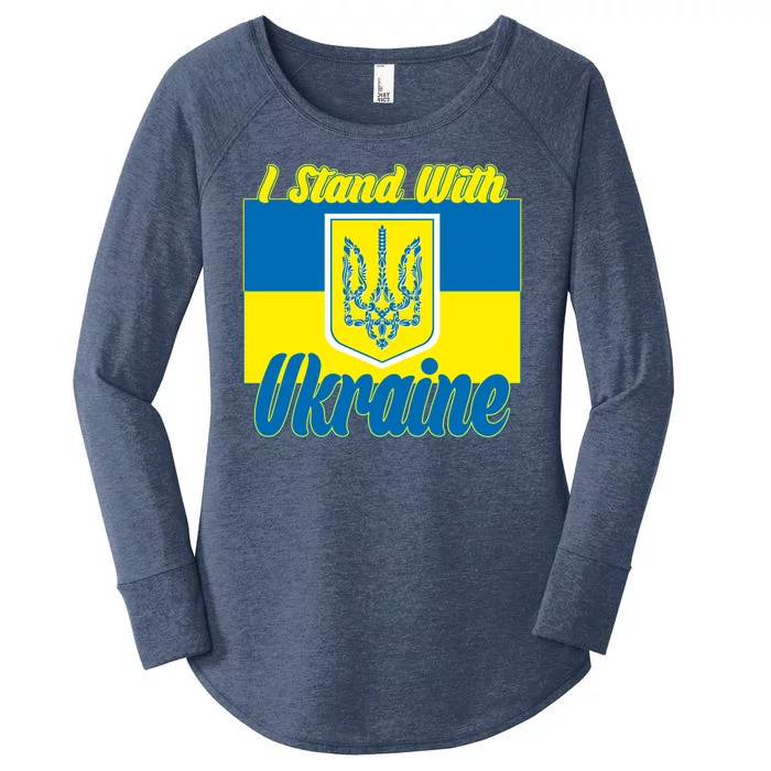 I Stand With Ukraine Coat Of Arms Flag Support Ukraine Women's Perfect Tri Tunic Long Sleeve Shirt