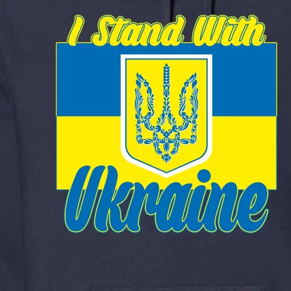 I Stand With Ukraine Coat Of Arms Flag Support Ukraine Premium Hoodie