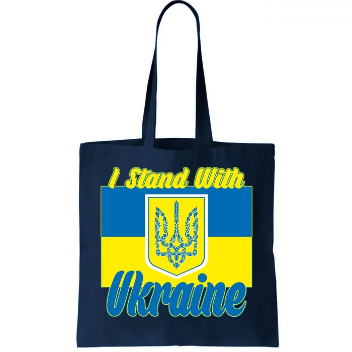 I Stand With Ukraine Coat Of Arms Flag Support Ukraine Tote Bag