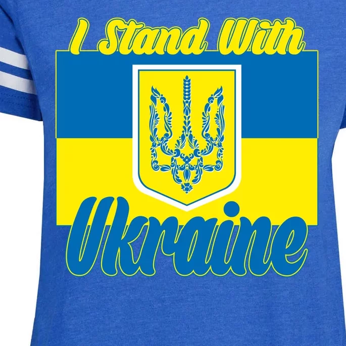 I Stand With Ukraine Coat Of Arms Flag Support Ukraine Enza Ladies Jersey Football T-Shirt