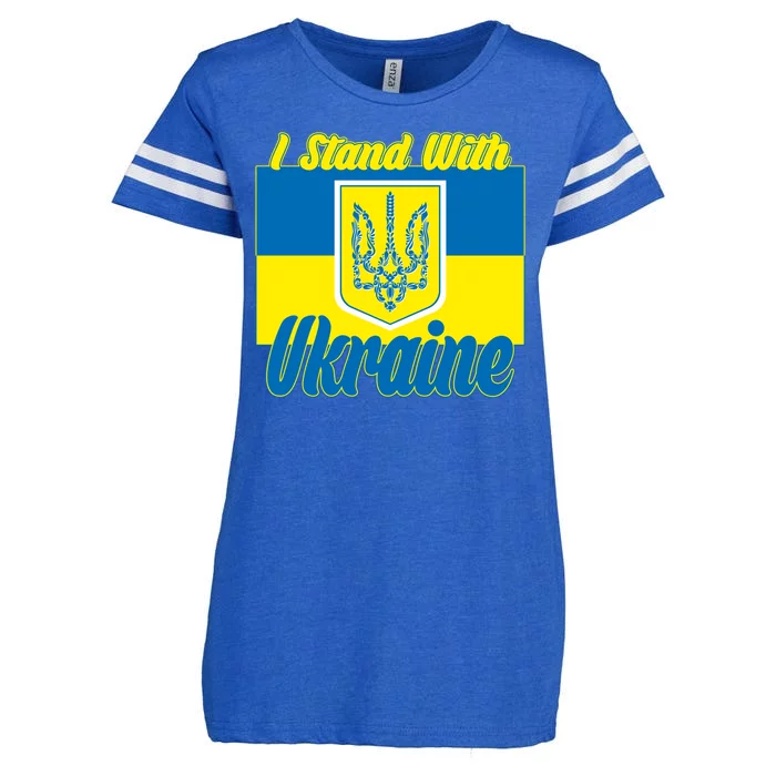 I Stand With Ukraine Coat Of Arms Flag Support Ukraine Enza Ladies Jersey Football T-Shirt