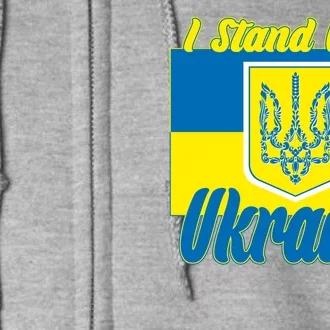 I Stand With Ukraine Coat Of Arms Flag Support Ukraine Full Zip Hoodie