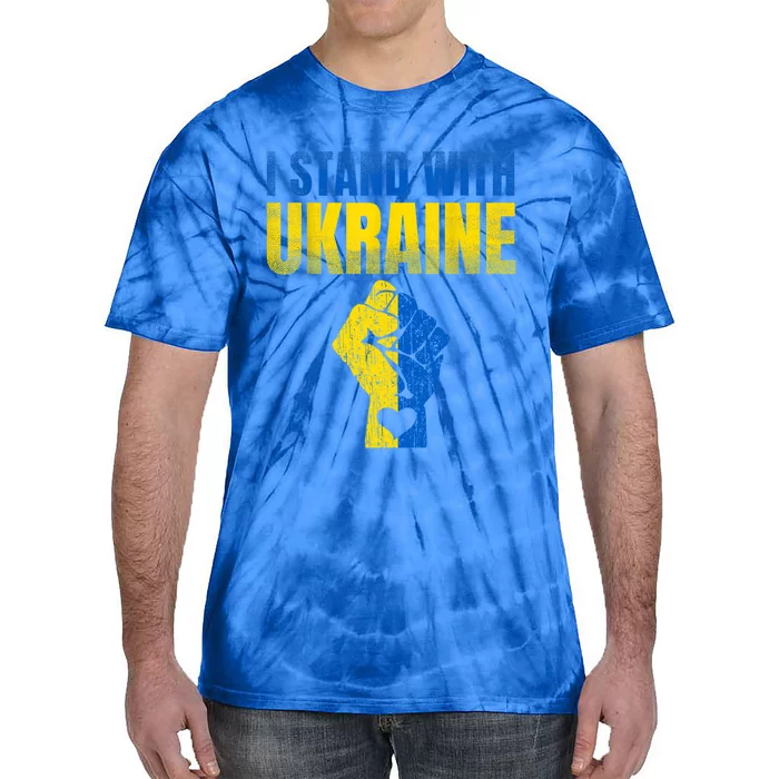 I Stand With Ukraine Ukrainian Flag Support Ukraine Gift Tie-Dye T-Shirt