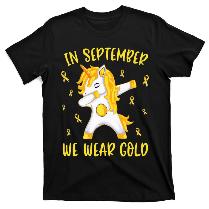 In September We Wear Gold Unicorn Childhood Cancer Awareness T-Shirt