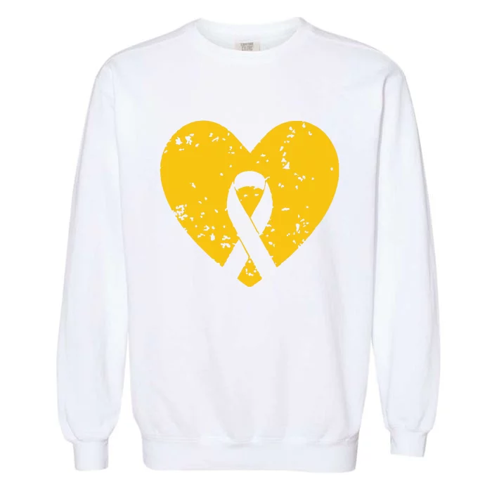 In September We Wear Gold Childhood Cancer Awareness Ribbon Garment-Dyed Sweatshirt